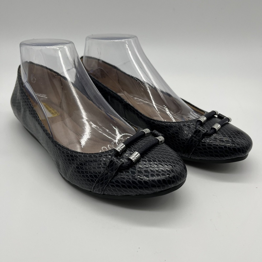 Abella True Comfort Shoes Flats Payton Navy SAT SNK Size 7.5M New in Box